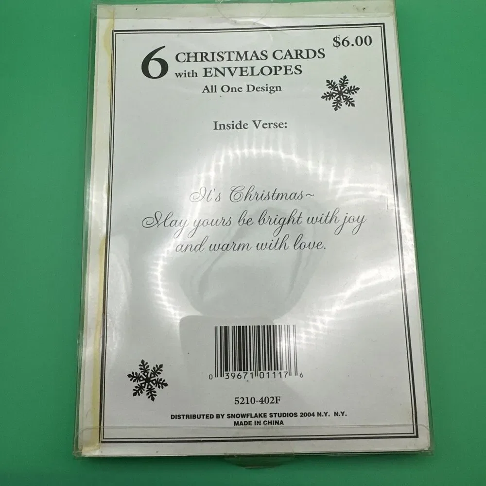 Vintage 6 Christmas Cards With Envelopes All One Design